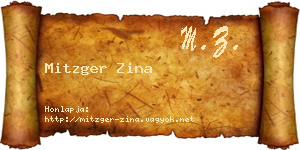 Mitzger Zina névjegykártya